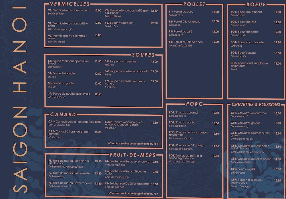 Saigon Hanoi - Restaurant Vietnamien Paris 11 - Menu Image 1